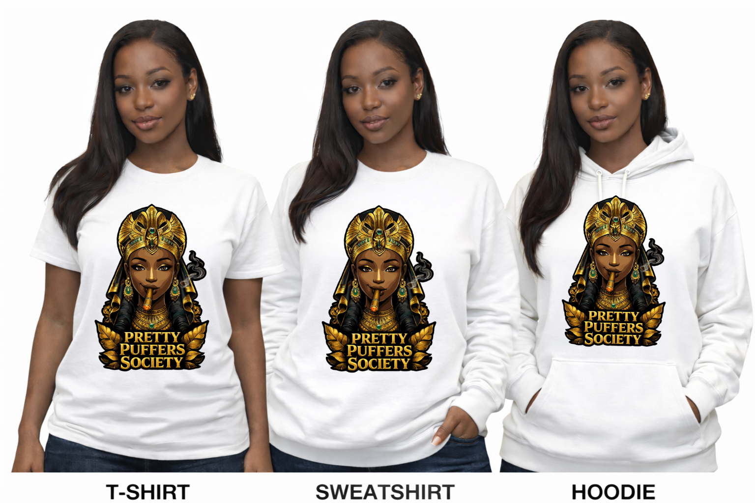 Pretty Puffers Society™ Queen Emblem Tee, Sweatshirt & Hoodie