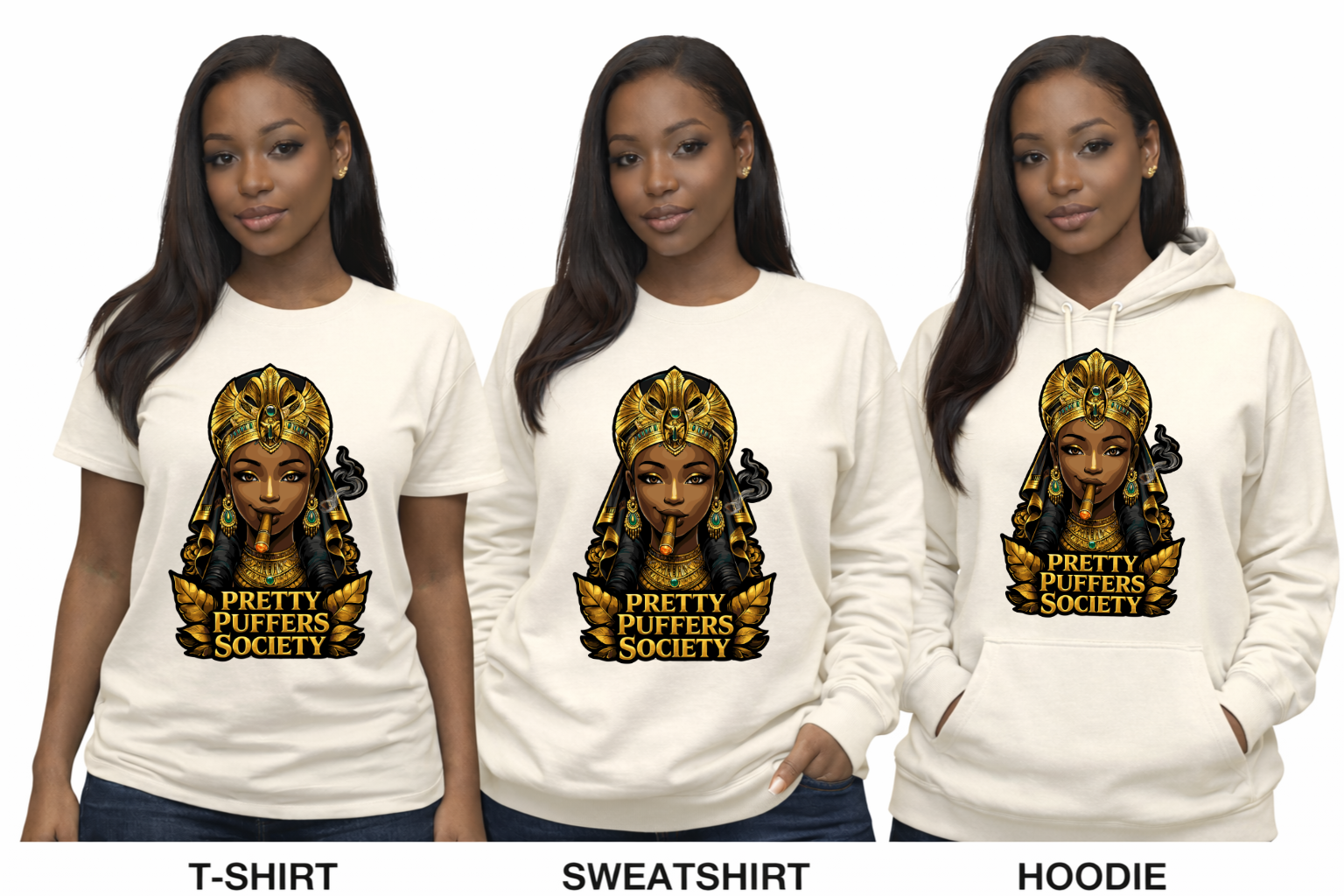 Pretty Puffers Society™ Queen Emblem Tee, Sweatshirt & Hoodie